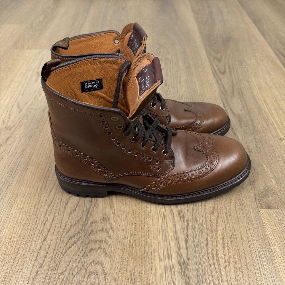 Allen Edmonds Boots Mens Size 8 Brown Chapman Leather Wingtip Weatherproof Lug